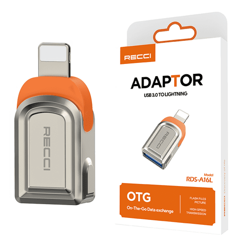 Recci RDS-A16L Ultra Hızlı Veri Aktarıcı Adaptör USB 3.0 to Lightning OTG