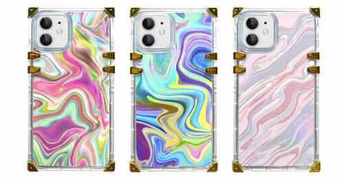 Apple iPhone 11 Kılıf Ebruli Renkli Altın Airbag Tasarım Sert Silikon