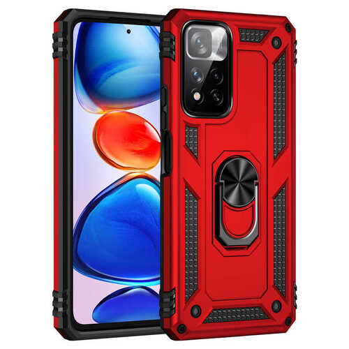 Xiaomi Redmi Note 11 Pro Kılıf Yüzüklü Standlı Manyetikli Armor Zırh