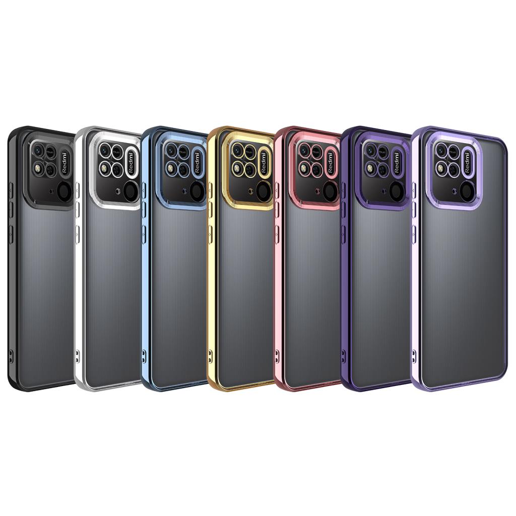 Redmi 10C Kılıf Köşeleri Renkli Şeffaf Kamera Korumalı Silikon Luxury Kapak