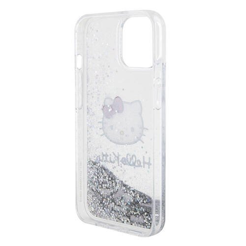 iPhone 15 Kılıf Hello Kitty Orjinal Lisanslı İkonik Sıvılı Glitter Kapak Şeffaf