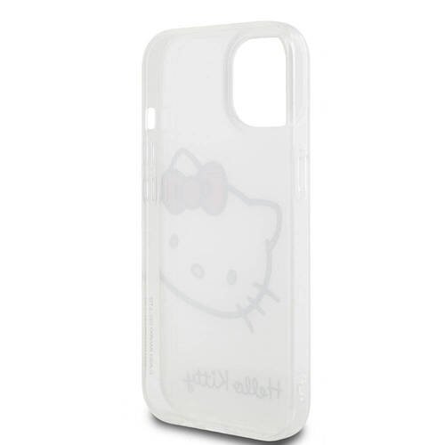 iPhone 15 Kılıf Hello Kitty Orjinal Lisanslı Yazı ve İkonik Logolu Kitty Head Kapak Beyaz