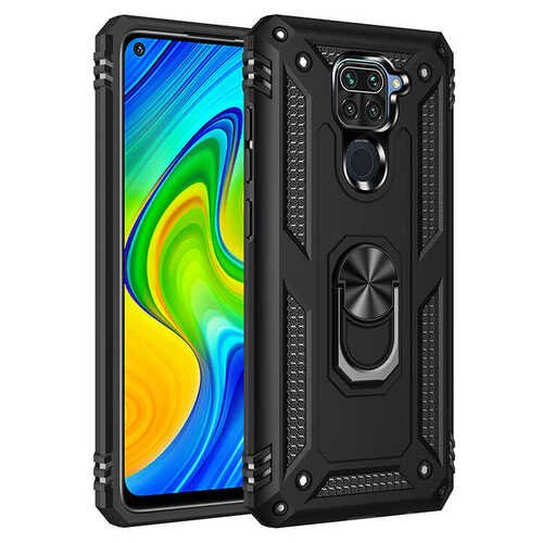 Xiaomi Redmi Note 9 Yüzüklü Standlı Manyetikli Zırh Kılıf