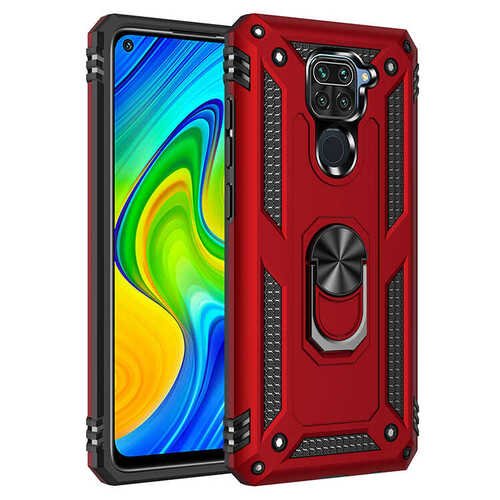 Xiaomi Redmi Note 9 Yüzüklü Standlı Manyetikli Zırh Kılıf