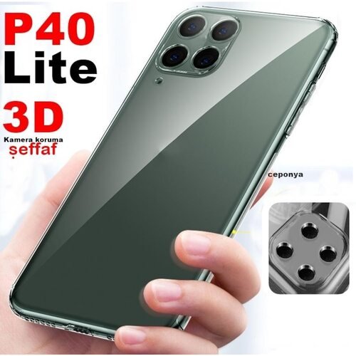 Huawei P40 Lite Kılıf 3D Kamera Korumalı İnce Sararmaz Şeffaf