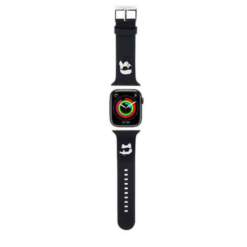 Apple Watch 44mm Karl Lagerfeld Orjinal Lisanslı İkonik Karl & Choupette Logolu Silikon Kordon