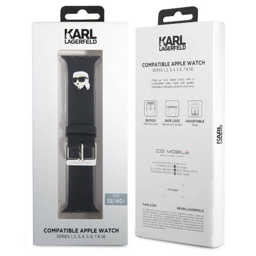 Apple Watch 40mm Karl Lagerfeld Orjinal Lisanslı İkonik Karl Head Logolu Silikon Kordon