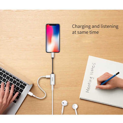 Wiwu LT01 Lightning 3.5 mm Aux Kulaklık ve Şarj Dönüştürücü  2A Metal Alaşım Ses Adaptörü