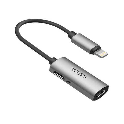 Wiwu LT02 Plus Lightning Kulaklık ve Şarj Dönüştürücü Adaptör 2A Metal Alaşım Ses Adaptörü