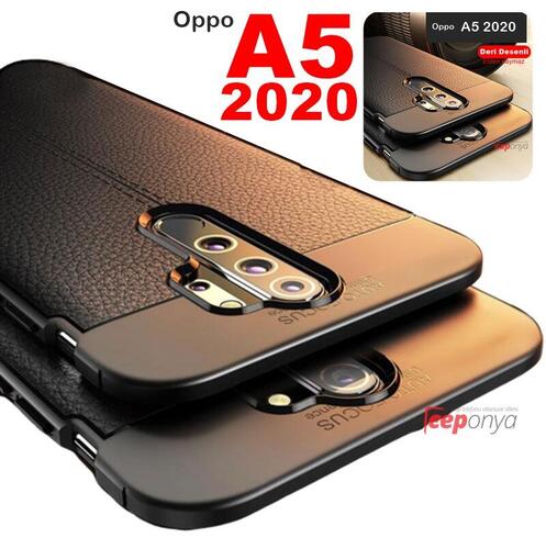 Oppo A5 2020 Deri Desenli Kamera Korumalı Kalite Silikon Kılıf