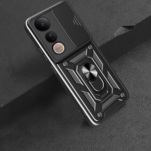 Vivo V50 Lite 4G Kılıf Yüzüklü Standlı Manyetikli Kamera Sürgülü Armor Zırh