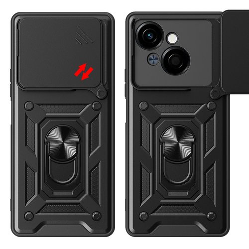 Tecno Spark Go 1 2025 Kılıf Yüzüklü Standlı Manyetikli Kamera Sürgülü Armor Zırh