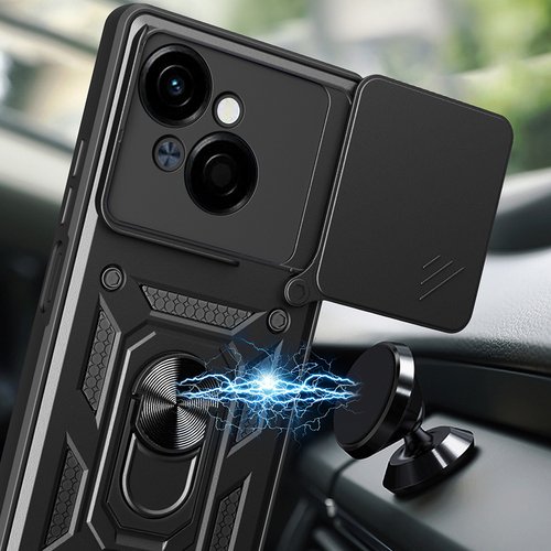 Tecno Spark Go 1 2025 Kılıf Yüzüklü Standlı Manyetikli Kamera Sürgülü Armor Zırh