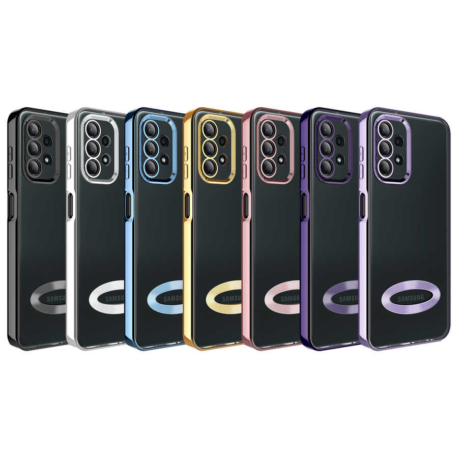 Galaxy A13 4G Kılıf Köşeleri Renkli Şeffaf Kamera Korumalı Silikon Luxury Kapak
