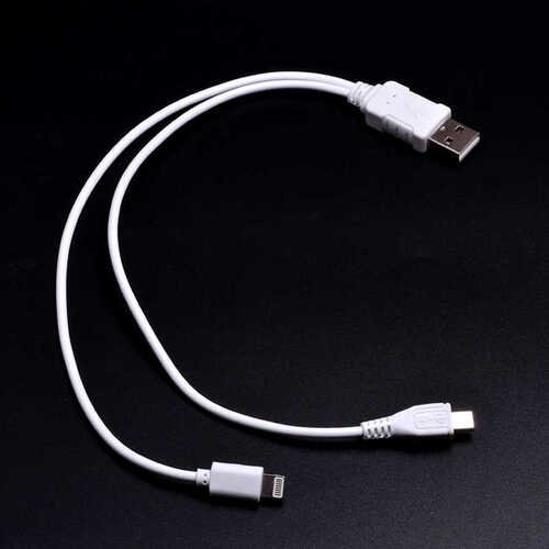 Zore 2 İN 1 Kısa Kablo İphone Şarj-Micro Usb Kablo