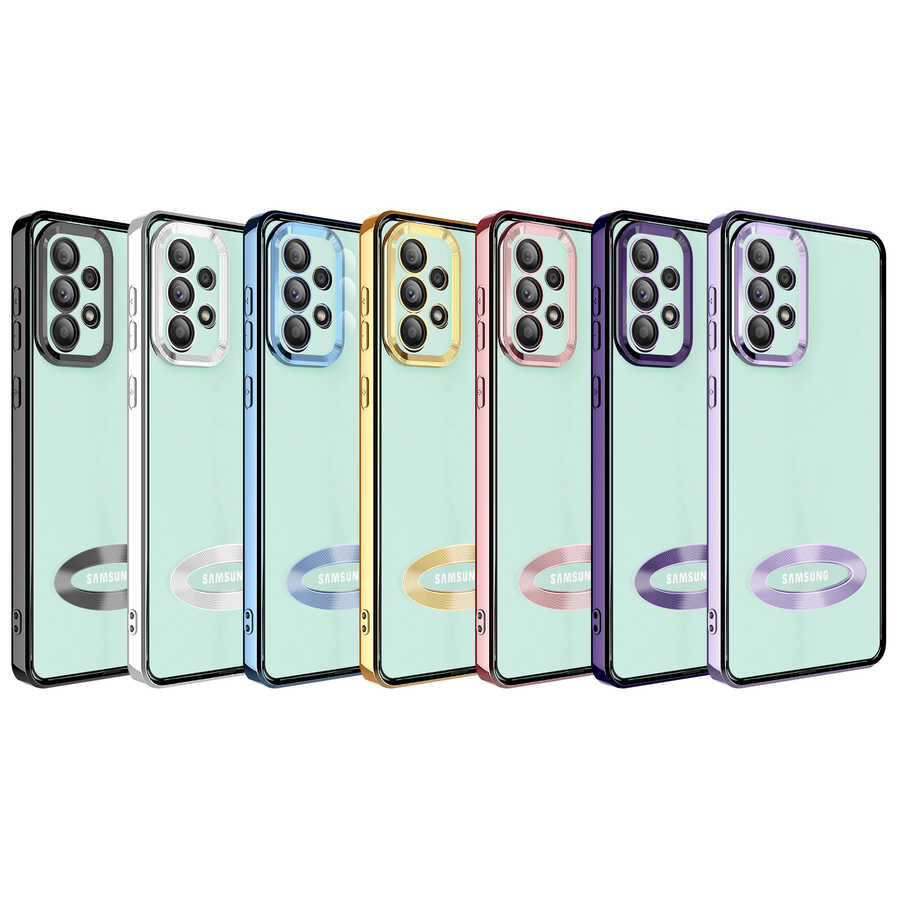 Galaxy A33 5G Kılıf Köşeleri Renkli Şeffaf Kamera Korumalı Silikon Luxury Kapak