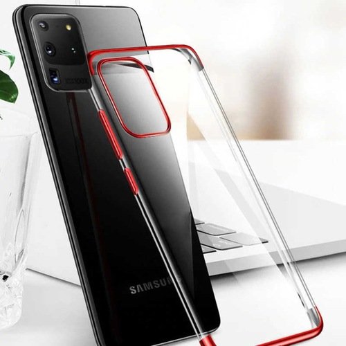 Galaxy S20 Ultra Köşeleri Renkli Kamera Korumalı Şeffaf Kılıf
