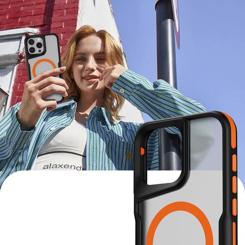 iPhone 16 Pro Max Kılıf M-safe Şarj Özellikli Renkli Kenar Airbag Şeritli Lamer Kapak