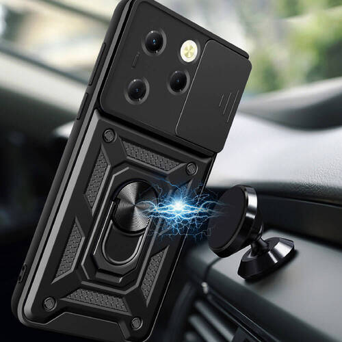 Tecno Spark 20 Pro 4G Kılıf Magnetik Standlı Kamera Korumalı Sürgülü Vega Kapak