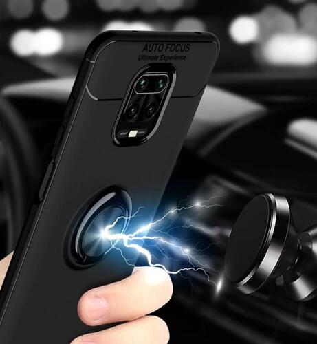 Redmi Note 9 Pro Yüzük Standlı Manyetikli Kamera Korumalı Kılıf
