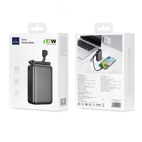 Wiwu Wi-P012 Tank Serisi Dijital Ekranlı Taşınabilir Powerbank 20000mAh 67W