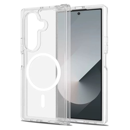 Galaxy Z Fold 7 Kılıf Magsafe Şarj Özellikli Şeffaf Sert PC Embos Kapak