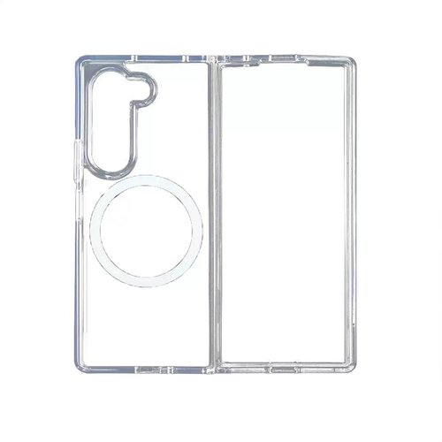 Galaxy Z Fold 7 Kılıf Magsafe Şarj Özellikli Şeffaf Sert PC Embos Kapak