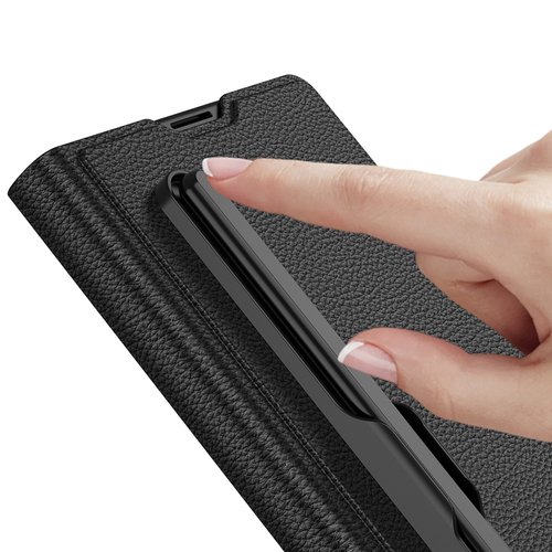 Galaxy Z Fold 7 Suni Deri Tasarımlı Kalem Bölmeli Kıpta Kartlıklı Standlı Kapak