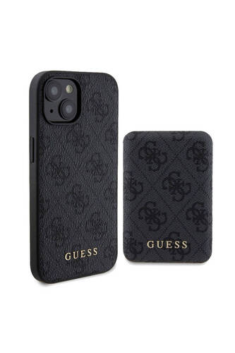 iPhone 15 Uyumlu Kılıf Guess Lisanslı Magsafe Özellikli Kapak + Powerbank 5000mAh Siyah