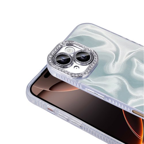 iPhone 16 Kılıf Parlak Kamera Çevresi Taş Tasarımlı Airbagli Esila Kapak