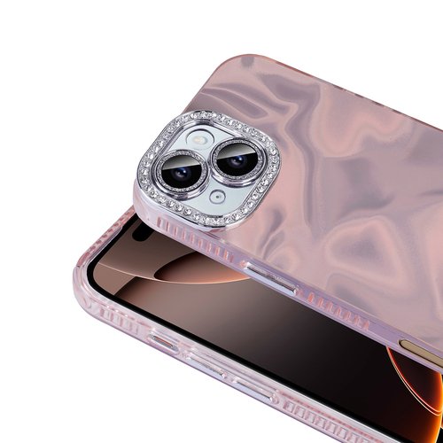 iPhone 16 Kılıf Parlak Kamera Çevresi Taş Tasarımlı Airbagli Esila Kapak