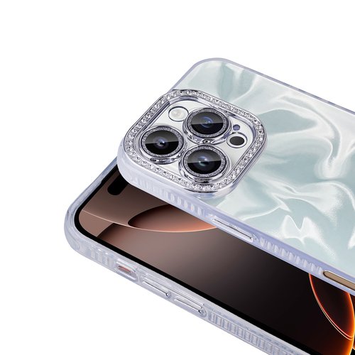 iPhone 16 Pro Max Kılıf Parlak Kamera Çevresi Taş Tasarımlı Airbagli Esila Kapak
