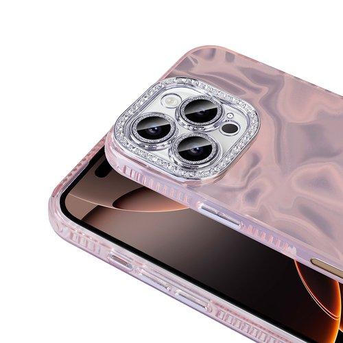 iPhone 16 Pro Max Kılıf Parlak Kamera Çevresi Taş Tasarımlı Airbagli Esila Kapak
