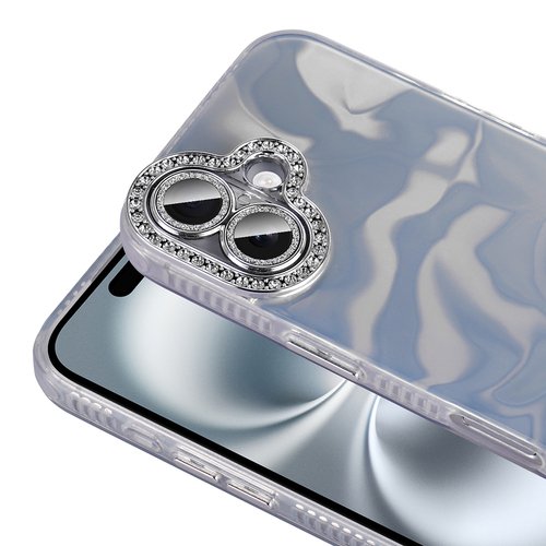 iPhone 16 Plus Kılıf Parlak Kamera Çevresi Taş Tasarımlı Airbagli Esila Kapak