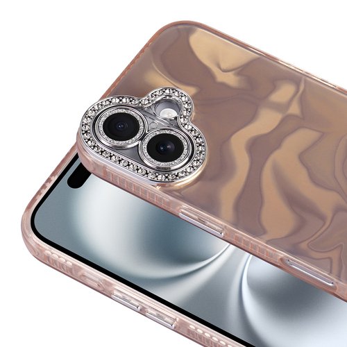 iPhone 16 Plus Kılıf Parlak Kamera Çevresi Taş Tasarımlı Airbagli Esila Kapak