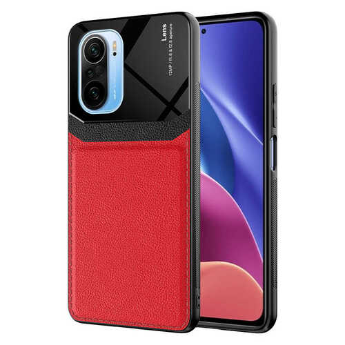 Redmi K40 Kılıf Deri Görünümlü Tasarım Sert Arka Kapak