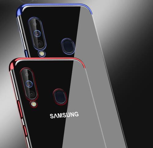 Samsung Galaxy A20S Köşeleri Renkli Şeffaf Kamera Korumalı Kılıf