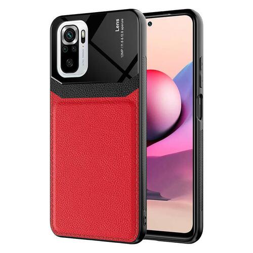 Redmi Note 10 Kılıf Deri Görünümlü Tasarım Sert Arka Kapak