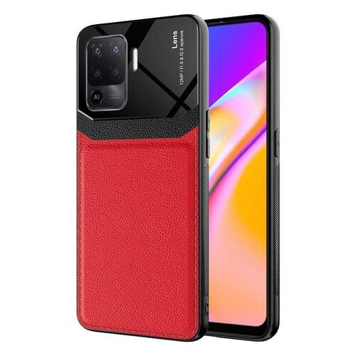 Oppo Reno 5 Lite Kılıf Deri Görünümlü Tasarım Sert Arka Kapak