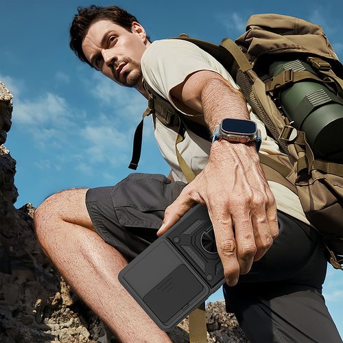 Redmi 15 Kılıf Magnetik Standlı Kamera Korumalı Sürgülü Vega Kapak