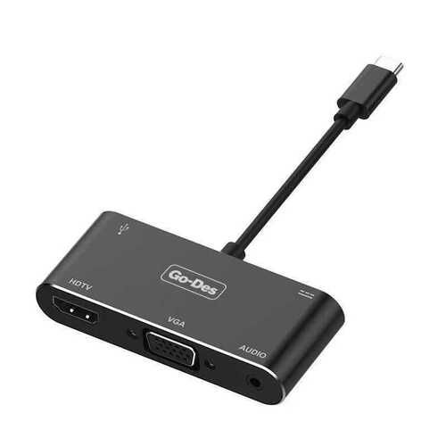 Go Des GD-8761 Type-C to HDMI 4K & VGA & Aux Dönüştürücü Adaptör USB 3.0