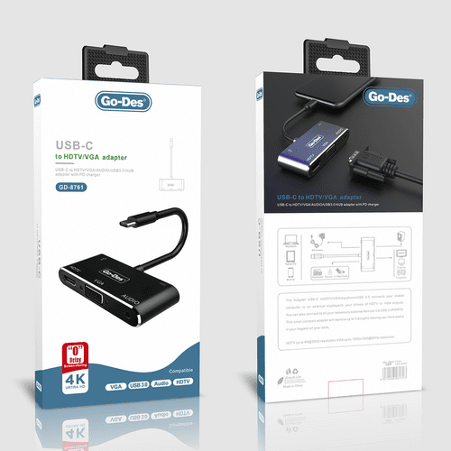 Go Des GD-8761 Type-C to HDMI 4K & VGA & Aux Dönüştürücü Adaptör USB 3.0