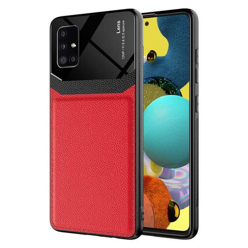 Galaxy A51 Kılıf Deri Görünümlü Tasarım Sert Arka Kapak