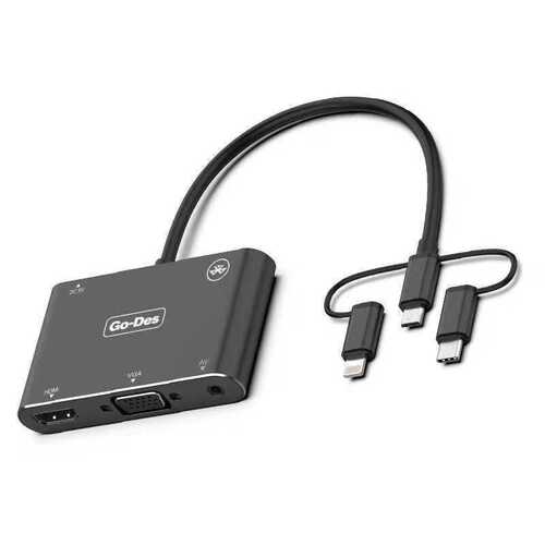 Go Des GD-8762 5 in 1 HDMI VGA AV Dönüştürücü Adaptör Ses ve Görüntü Aktarım Bluetooh v4.2 EDR