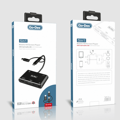 Go Des GD-8762 5 in 1 HDMI VGA AV Dönüştürücü Adaptör Ses ve Görüntü Aktarım Bluetooh v4.2 EDR