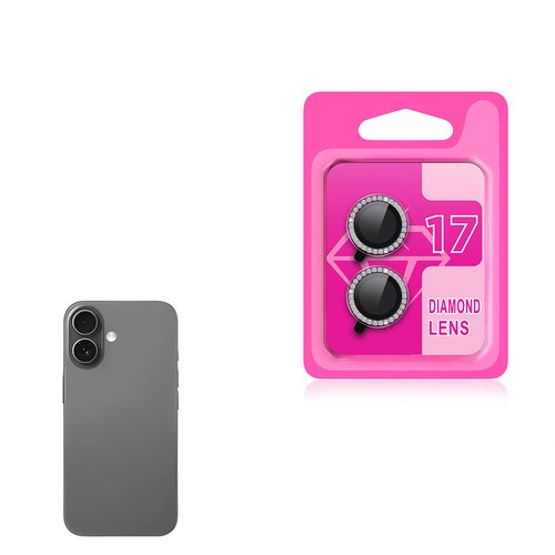 iPhone 17 Kamera Lens Koruyucu Renkli Elmas Taşlı Temperli Cam Koruyucu CL-06