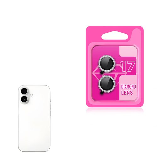 iPhone 17 Kamera Lens Koruyucu Renkli Elmas Taşlı Temperli Cam Koruyucu CL-06