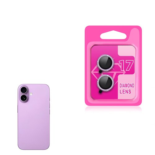 iPhone 17 Kamera Lens Koruyucu Renkli Elmas Taşlı Temperli Cam Koruyucu CL-06