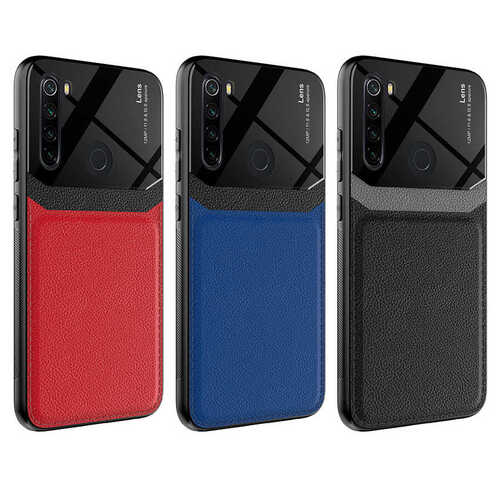Redmi Note 8 Kılıf Deri Görünümlü Tasarım Sert Arka Kapak