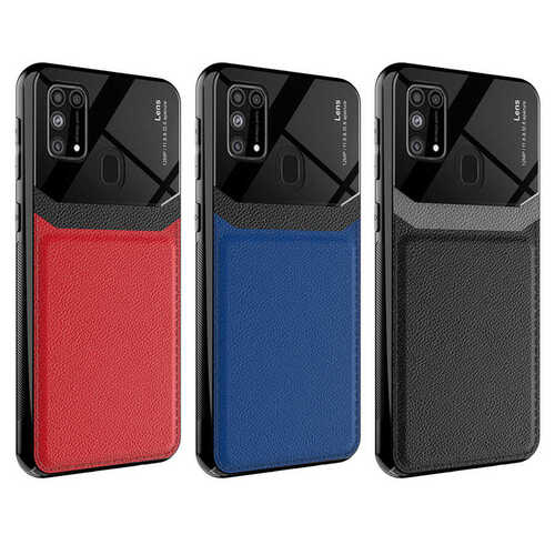 Galaxy M31 Kılıf Deri Görünümlü Tasarım Sert Arka Kapak